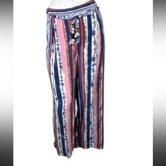 Gypsies&Moondust Striped Tie-Dye Wide-Leg Pants - Picture 1 of 4